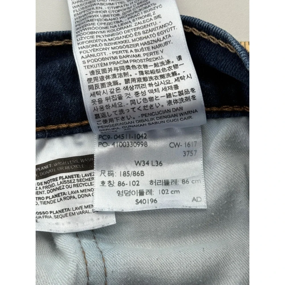 Levis 511 Slim Fit Jeans Mens W34 L36 Dark Wash Blue Denim 04511-1042